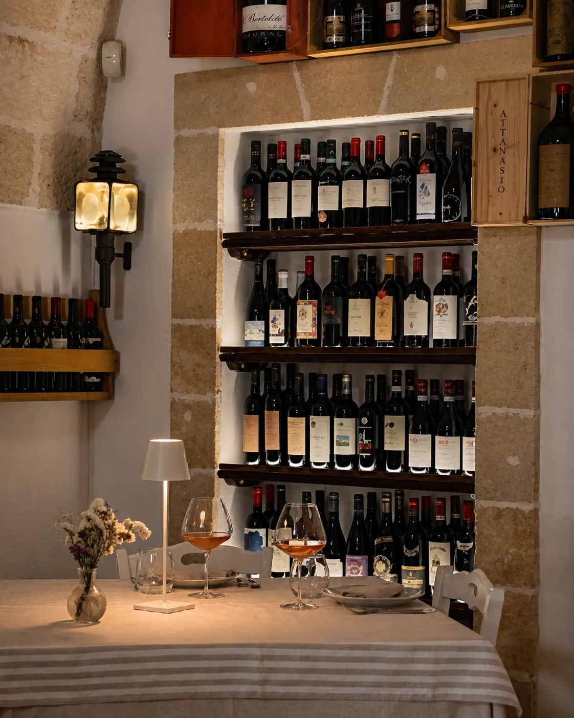 Wine served at the table at Casina Spina