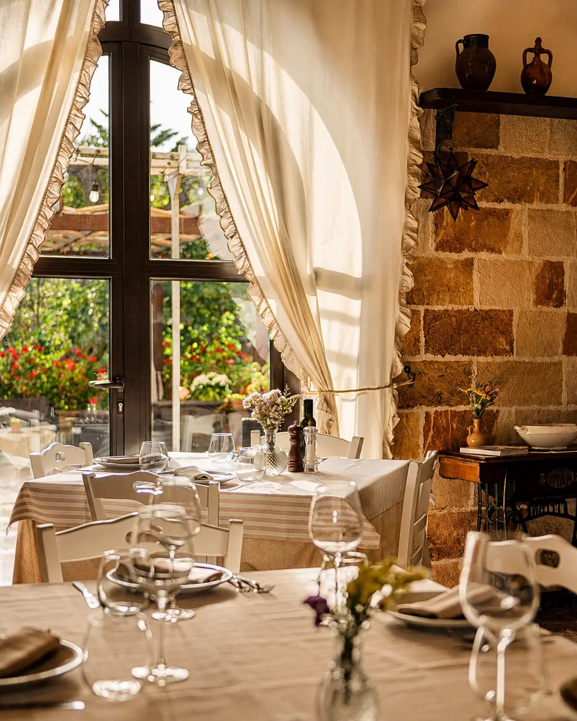 La sala interna di Casina Spina apparecchiata